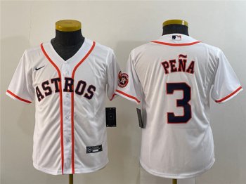 Youth Houston Astros #3 Jeremy Pena White Cool Base Jersey