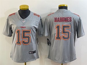 Women's Kansas City Chiefs #15 Patrick Mahomes Gray Atmosphere Fashion Limited Jersey