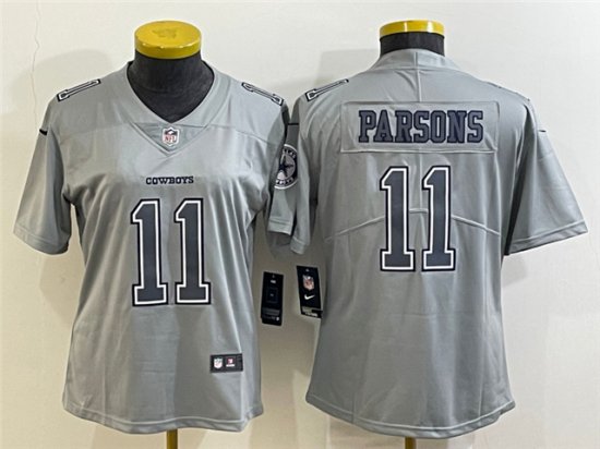 Womens Dallas Cowboys #11 Micah Parsons Gray Atmosphere Fashion Limited Jersey