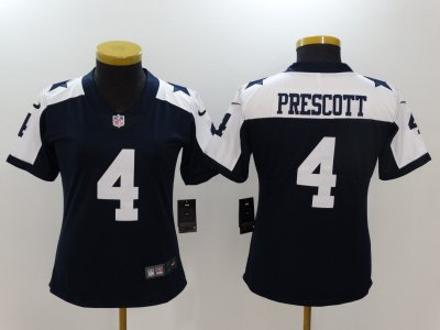 Women's Dallas Cowboys #4 Dak Prescott Thanksgiving Blue Vapor Limited Jersey