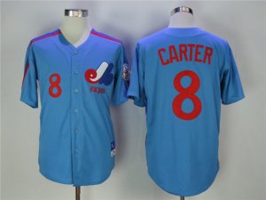 Montreal Expos #8 Gary Carter Blue Throwback Jersey