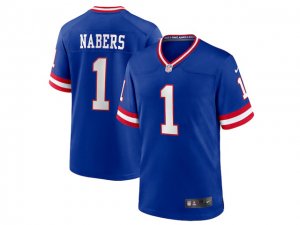 New York Giants #1 Malik Nabers Royal Classic Vapor Limited Jersey