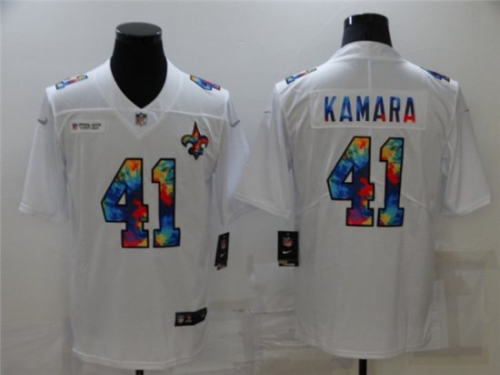 New Orleans Saints #41 Alvin Kamara White Rainbow Vapor Limited Jersey