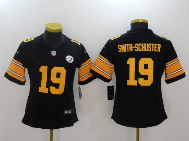 Women's Pittsburgh Steelers #19 JuJu Smith-Schuster Black Color Rush Jersey - Click Image to Close
