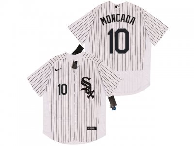 Chicago White Sox #10 Yoan Moncada White Flex Base Jersey