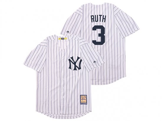 New York Yankees #3 Babe Ruth White Cooperstown Collection Cool Base Jersey