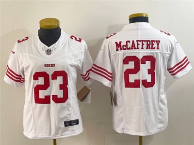 Womens San Francisco 49ers #23 Christian McCaffrey White Vapor F.U.S.E. Limited Jersey