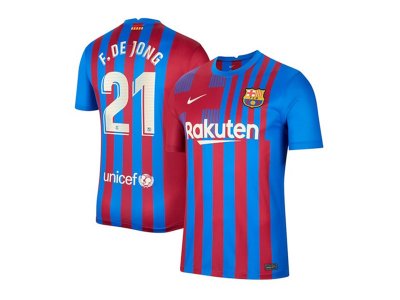 Club Barcelona #21 F.De Jong Home 2021/22 Soccer Jersey