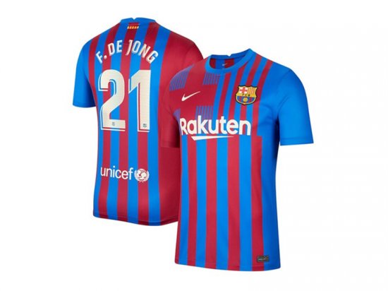 Club Barcelona #21 F.De Jong Home 2021/22 Soccer Jersey