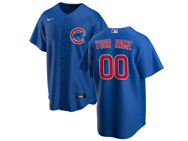 Chicago Cubs Custom #00 Blue Cool Base Jersey - Click Image to Close