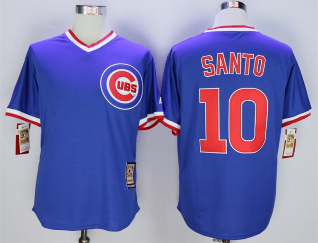 Chicago Cubs #10 Ron Santo Blue Cooperstown Collection Cool Base Jersey - Click Image to Close