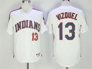 Cleveland Indians #13 Omar Vizquel 1993 Throwback White Jersey