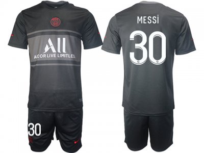 Club Paris Saint Germain #30 Messi 3rd Black 2021/2022 Soccer Jersey