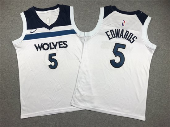 Youth Minnesota Timberwolves #5 Anthony Edwards White Swingman Jersey