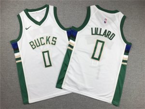 Youth Milwaukee Bucks #0 Damian Lillard White Swingman Jersey