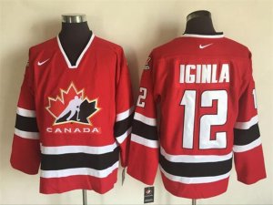 2002 Winter Olympics Team Canada #12 Jarome Iginla CCM Vintage Red Hockey Jersey