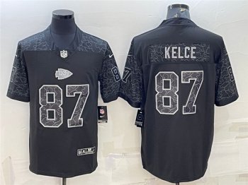 Kansas City Chiefs #87 Travis Kelce Black RFLCTV Limited Jersey