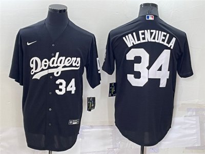 Los Angeles Dodgers #34 Fernando Valenzuela Black Turn Back The Clock Jersey