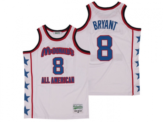 McDonald's All-American Game #8 Kobe Bryant White Basketball Jersey - Click Image to Close