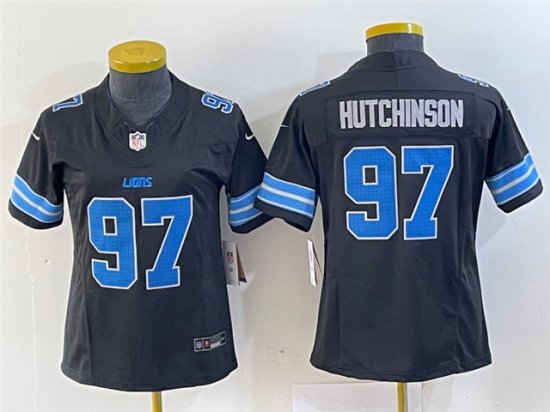 Womens Detroit Lions #97 Aidan Hutchinson 2024 Black Vapor F.U.S.E. Limited Jersey