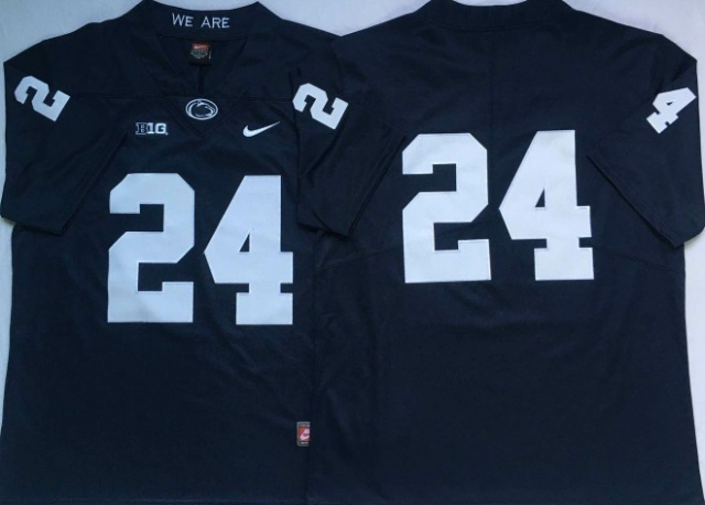 NCAA Penn State Nittany Lions #24 Miles Sanders Navy College Football Jersey - Click Image to Close