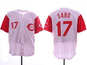 Cincinnati Reds #17 Chris Sabo White Stripe Throwback Jersey