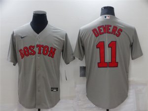 Boston Red Sox #11 Rafael Devers Gray Cool Base Jersey