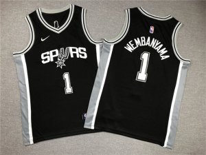 Youth San Antonio Spurs #1 Victor Wembanyama Black Swingman Jersey