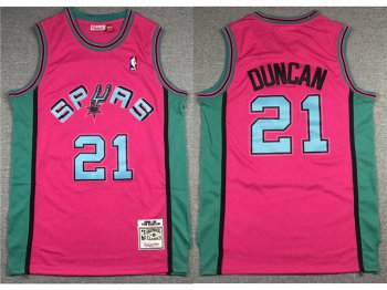 San Antonio Spurs #21 Tim Duncan 1998-99 Pink Reload Hardwood Classics Jersey