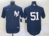 New York Yankees #51 Bernie Williams Navy Without Name Cool Base Jersey